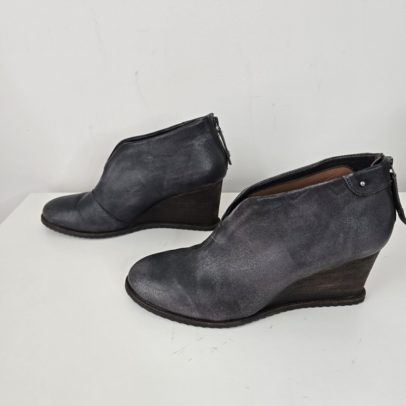 Trask Tenley Leather Wedge Ankle Bootie Gray Pewter Size 11M - Picture 5 of 11